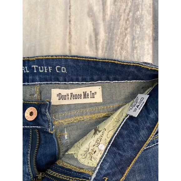 Cowgirl Tuff Co Women's Bootcut Distressed Blue Jeans , W:29 Cotton Blend, NWT - Picture 10 of 12